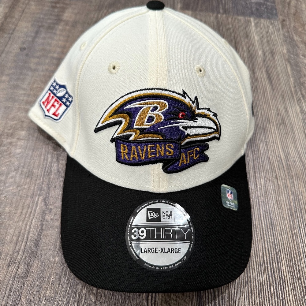 Baltimore Ravens AFC Embroidered Logo New Era 39Thirty Men's Large XL Hat NWT